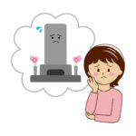 お墓の管理に困っている女性のイラスト