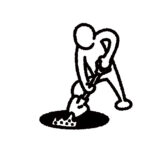 墓を掘っているイラスト